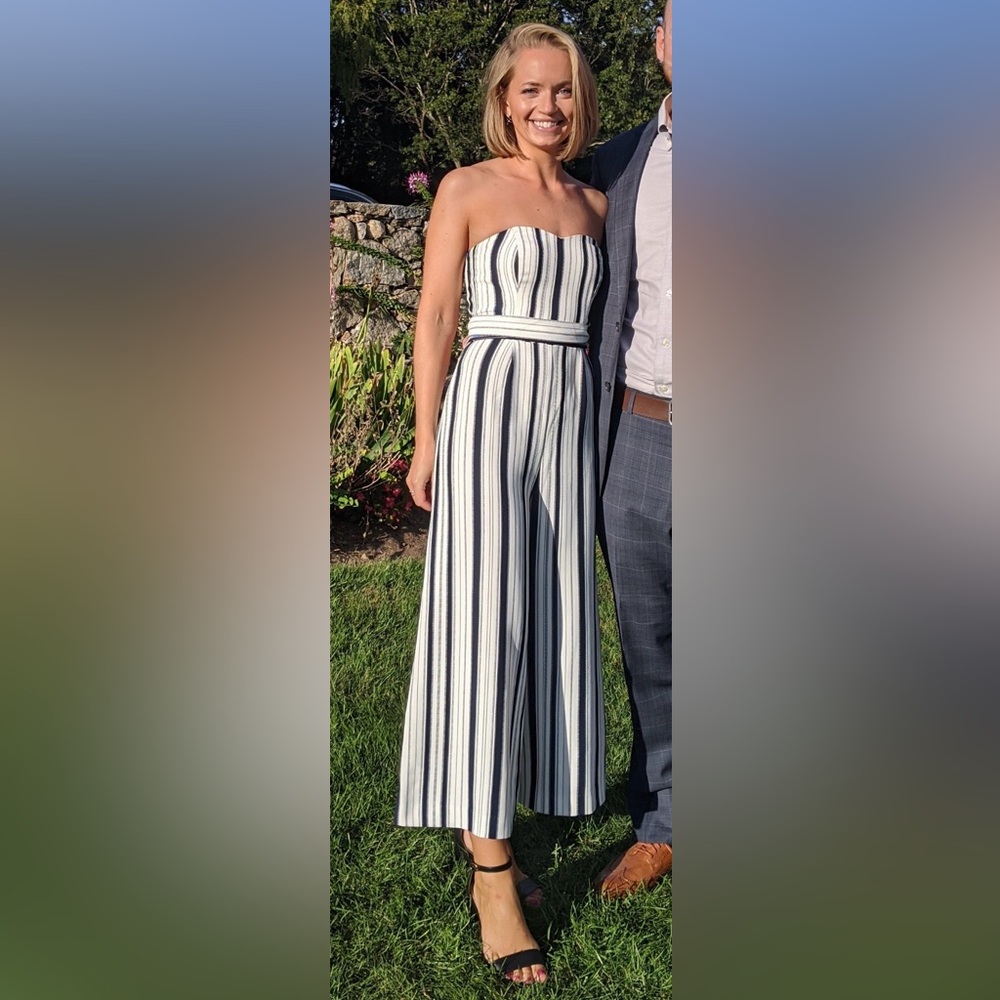 Cropped Wide-Leg Strapless Jumpsuit with Belt